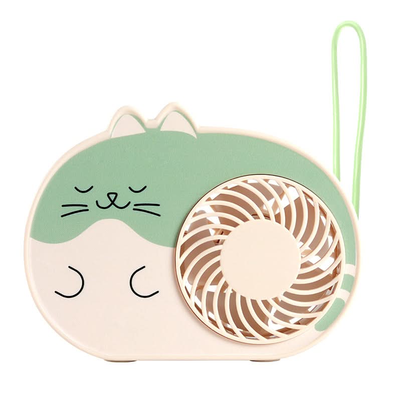 Cute Cat Mini Fan – USB Rechargeable, 3-Speed Handheld & Desktop Fan