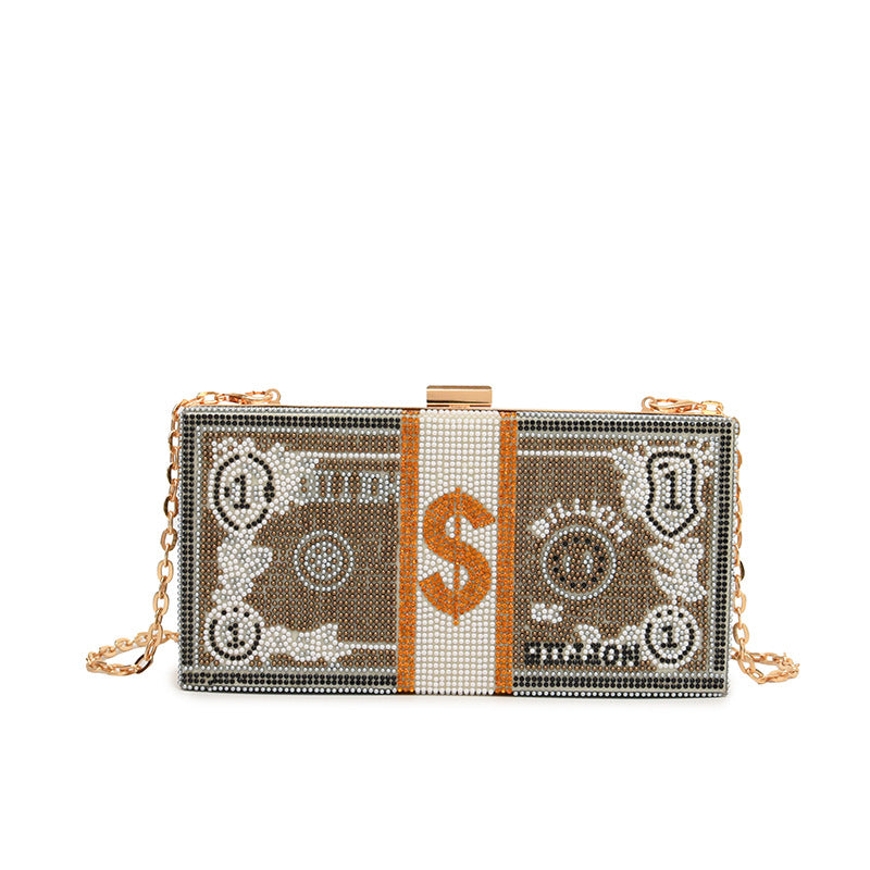 Acrylic Box Crossbody Bag for Women – Diamond Sequin Small Square Bag with Chain Strap