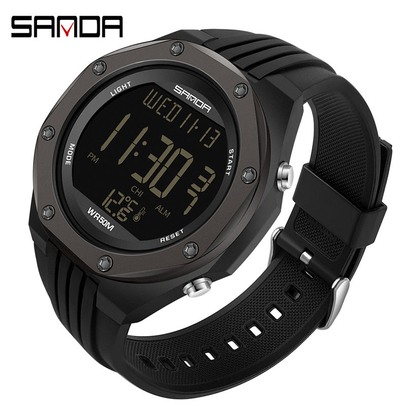Sanda Men’s Dual Display Luminous Sports Watch – Waterproof Electronic Timepiece