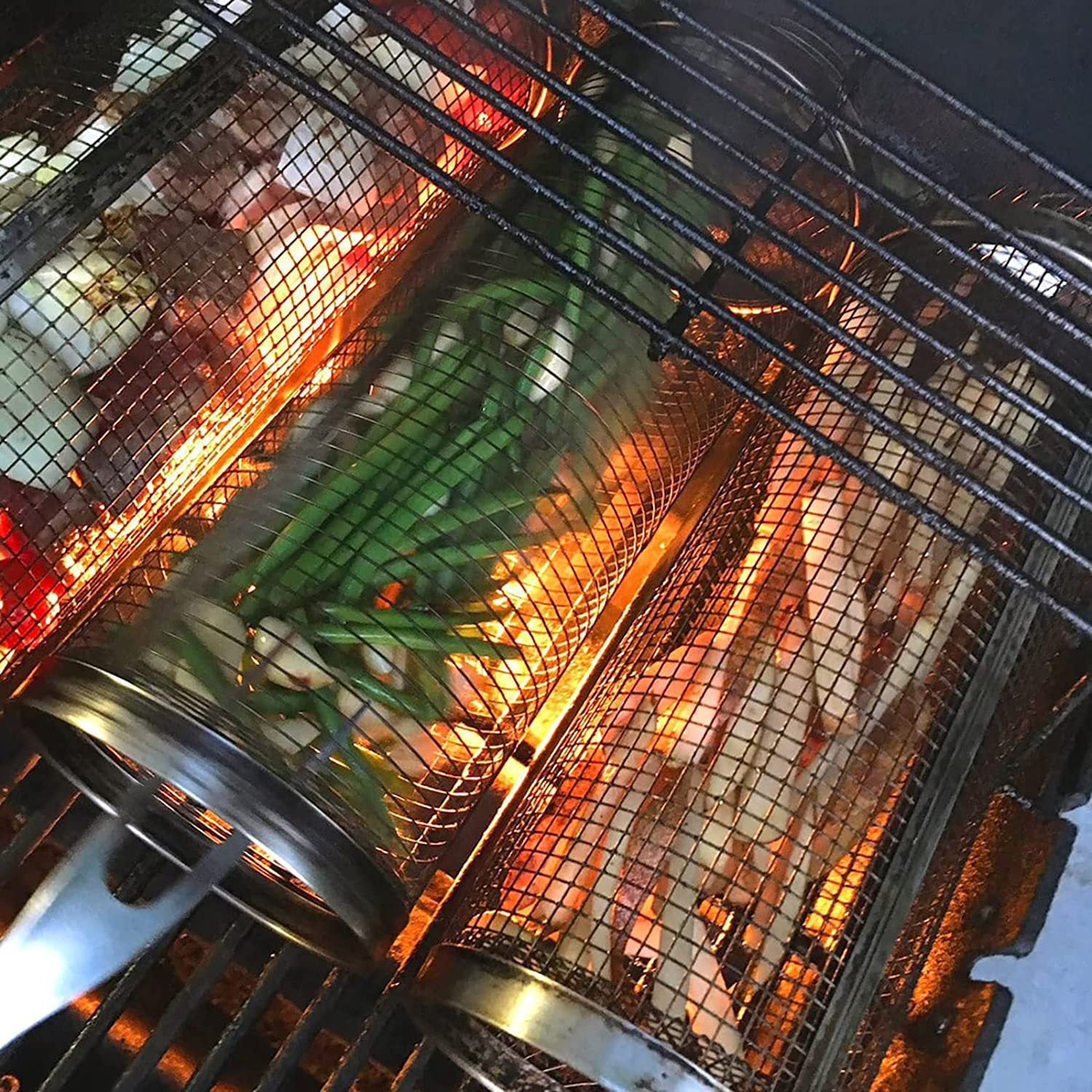Stainless Steel BBQ Smoking Cylinder – Portable, Rust-Proof Grill Net
