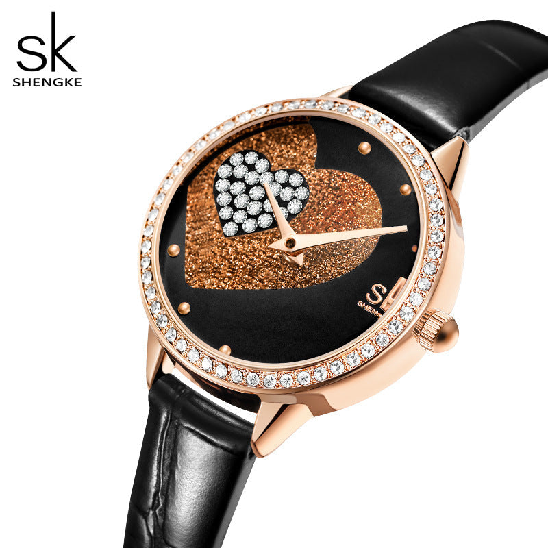 SK Women’s Quartz Watch – Diamond Accent Leather & Stainless Steel Strap
