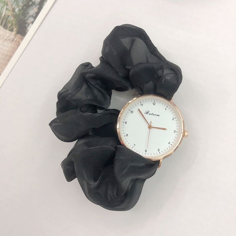 Girls’ Korean Scrunchy Strap Quartz Watch – Fashion Digital Dial