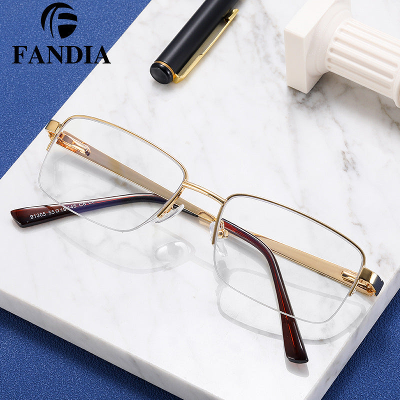 Men’s Half-Frame Blue Light Blocking Glasses – Business Style Myopia Eyewear