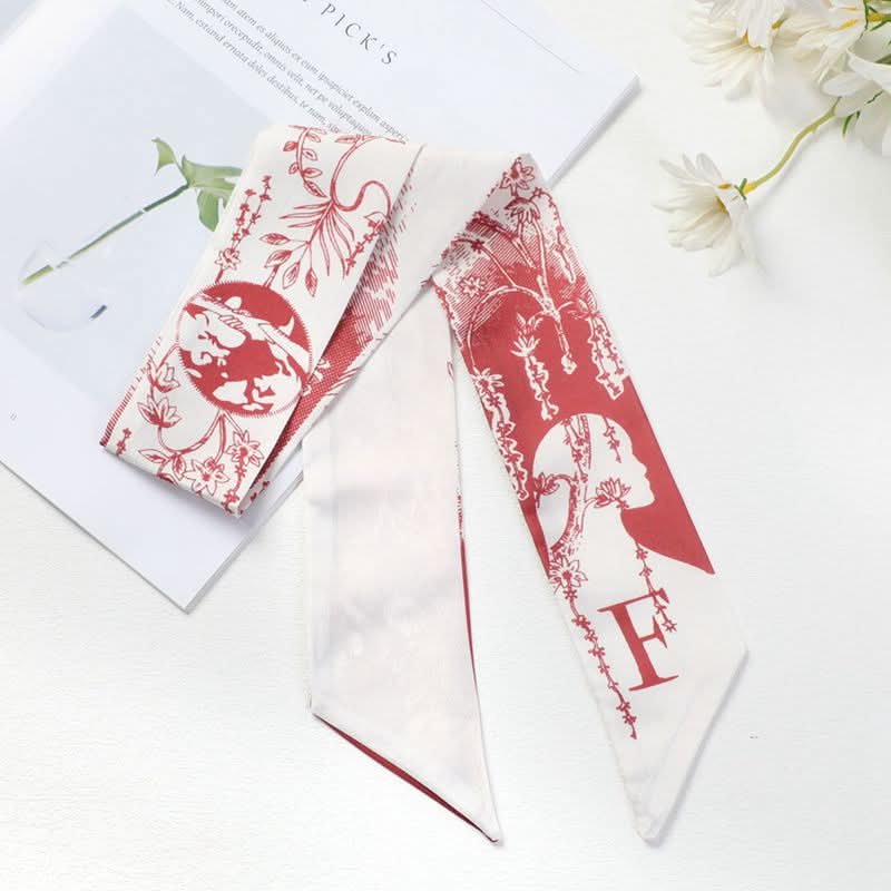 Silk Scarf Ribbon Ponytail Bow - Letter Headband Accessory (Set of 2pcs.)