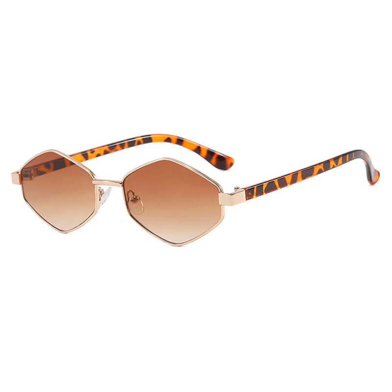 Diamond-Shaped Sunglasses – Street Style Full-Frame Metal, UV400 Sun Protection