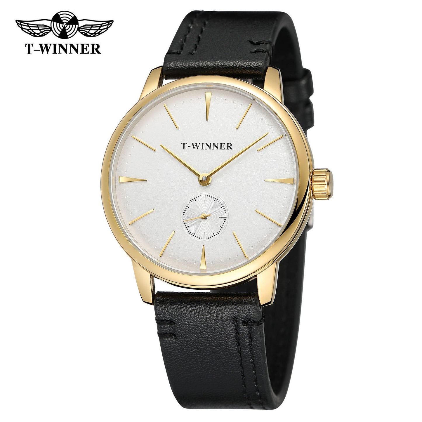 T-WINNER Waterproof Mechanical Watch for Men – Leather Strap Automatic Timepiece
