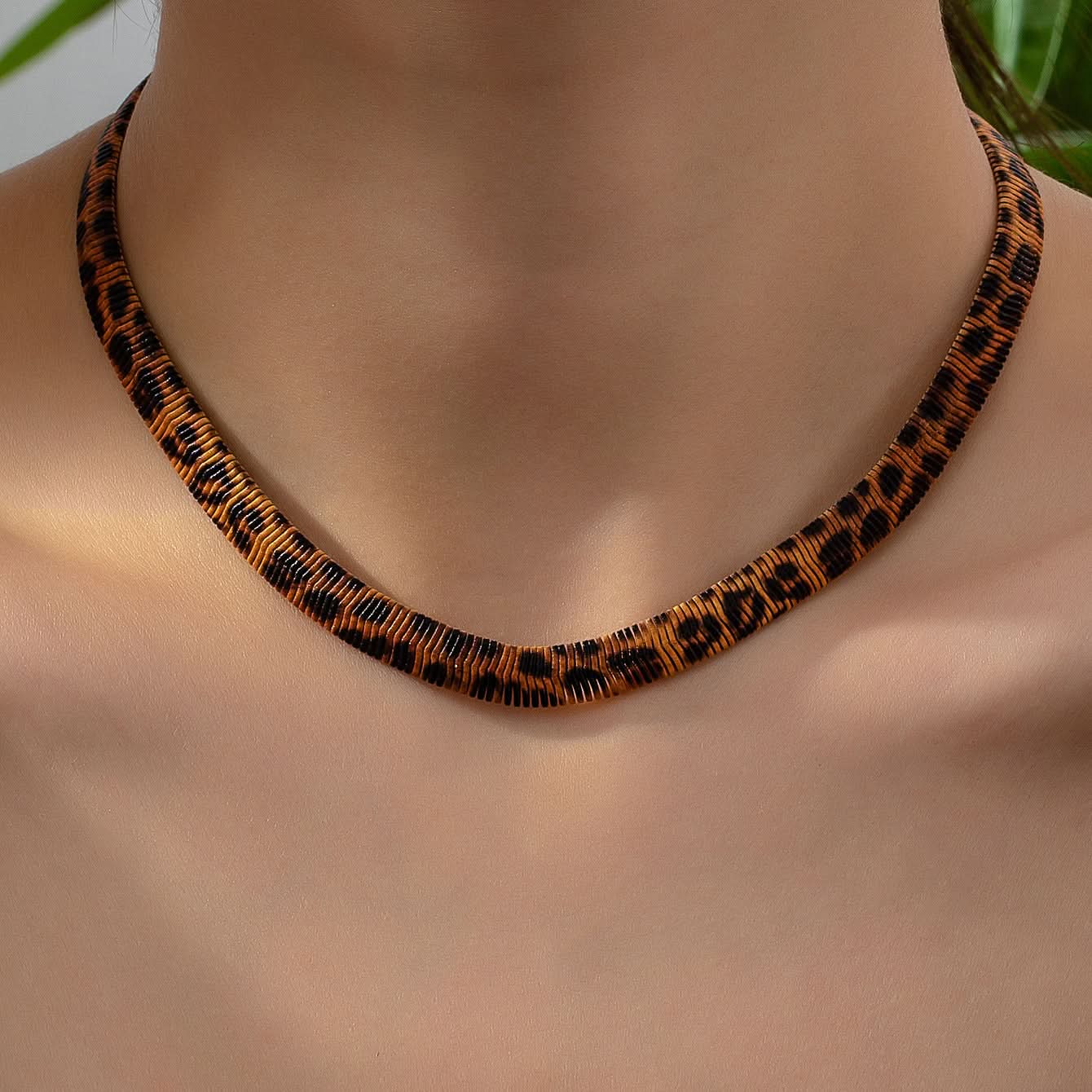 Leopard Print Luxury Fashion Statement Necklace