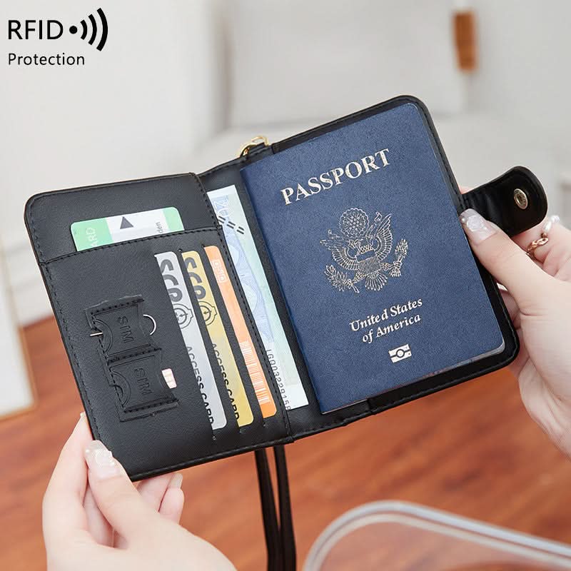 RFID Blocking Neck Passport Holder – Stone Pattern Wallet
