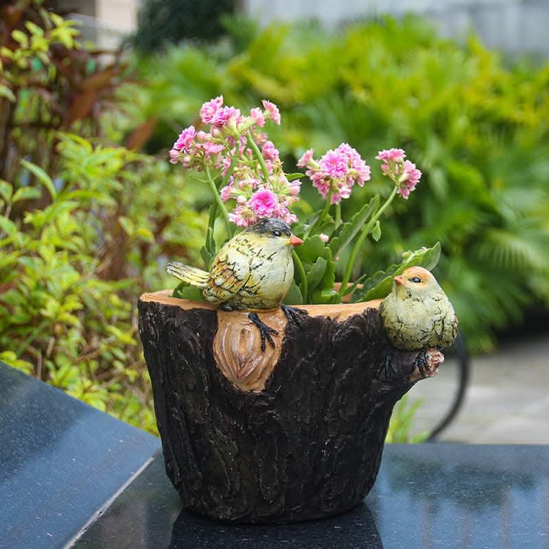 Charming Garden Sculpture Flower Pot - Bird Design