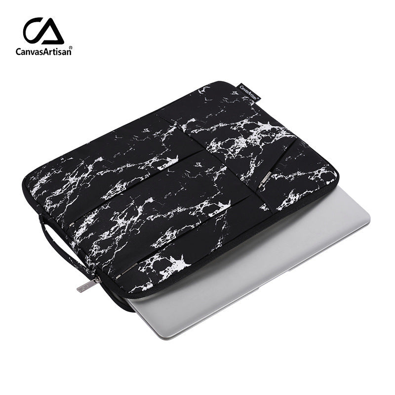 Marble Laptop Sleeve – Waterproof, Shock-Resistant Case With Additional Compartments for Lenovo & More