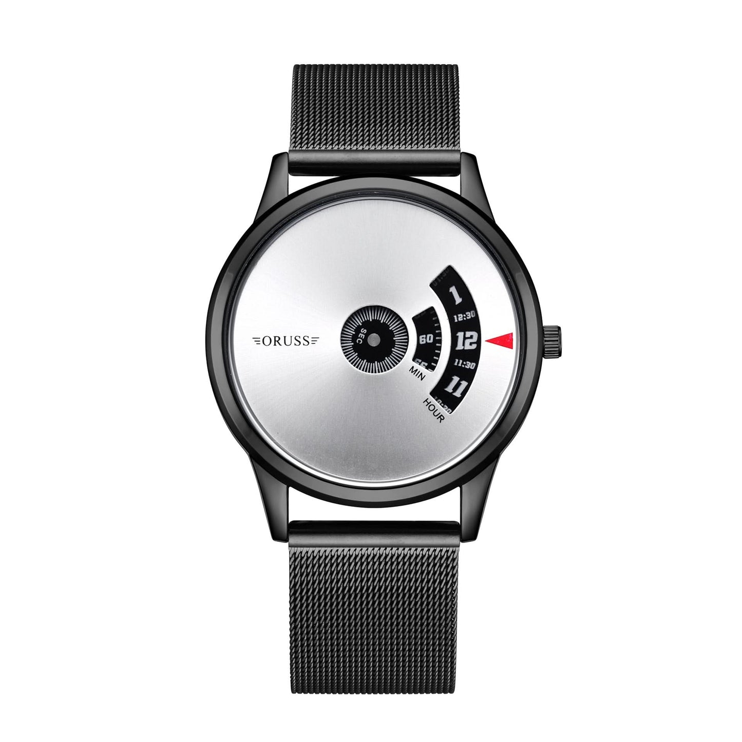 Men's Unique Dial Stainless Steel Watch - Mesh Strap