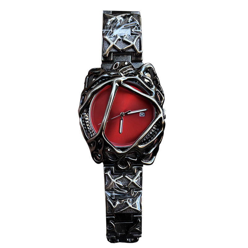 Men’s Spider Web Quartz Watch – Waterproof Fashion Wristwatch with Alloy Strap