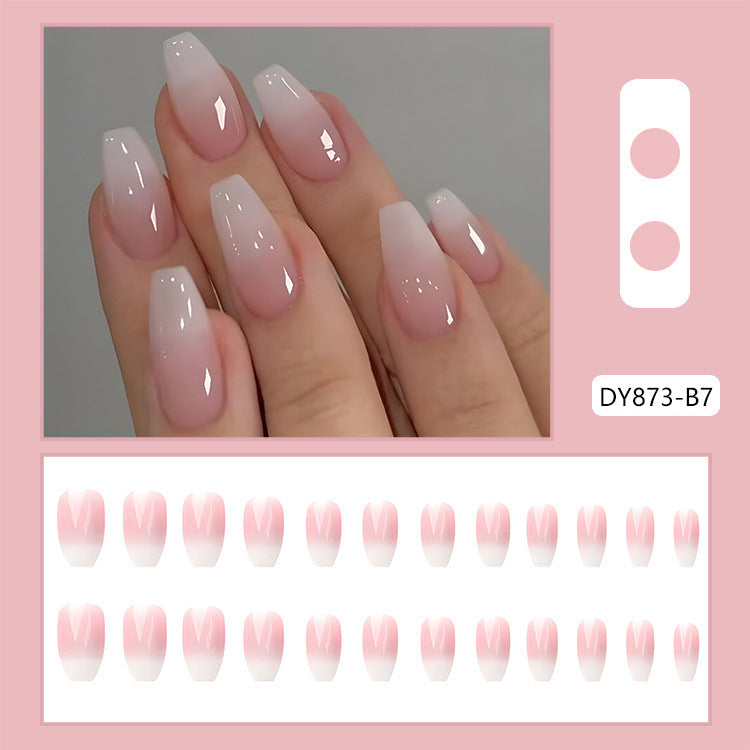 Ice Transparent Ombre Press-On Nails – Medium Square Soft Pink Acrylic Nail Set