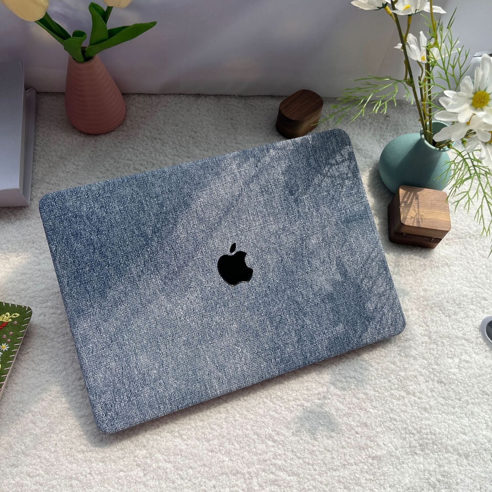 MacBook Air/Pro Protective Case – PU Leather, Blue Denim