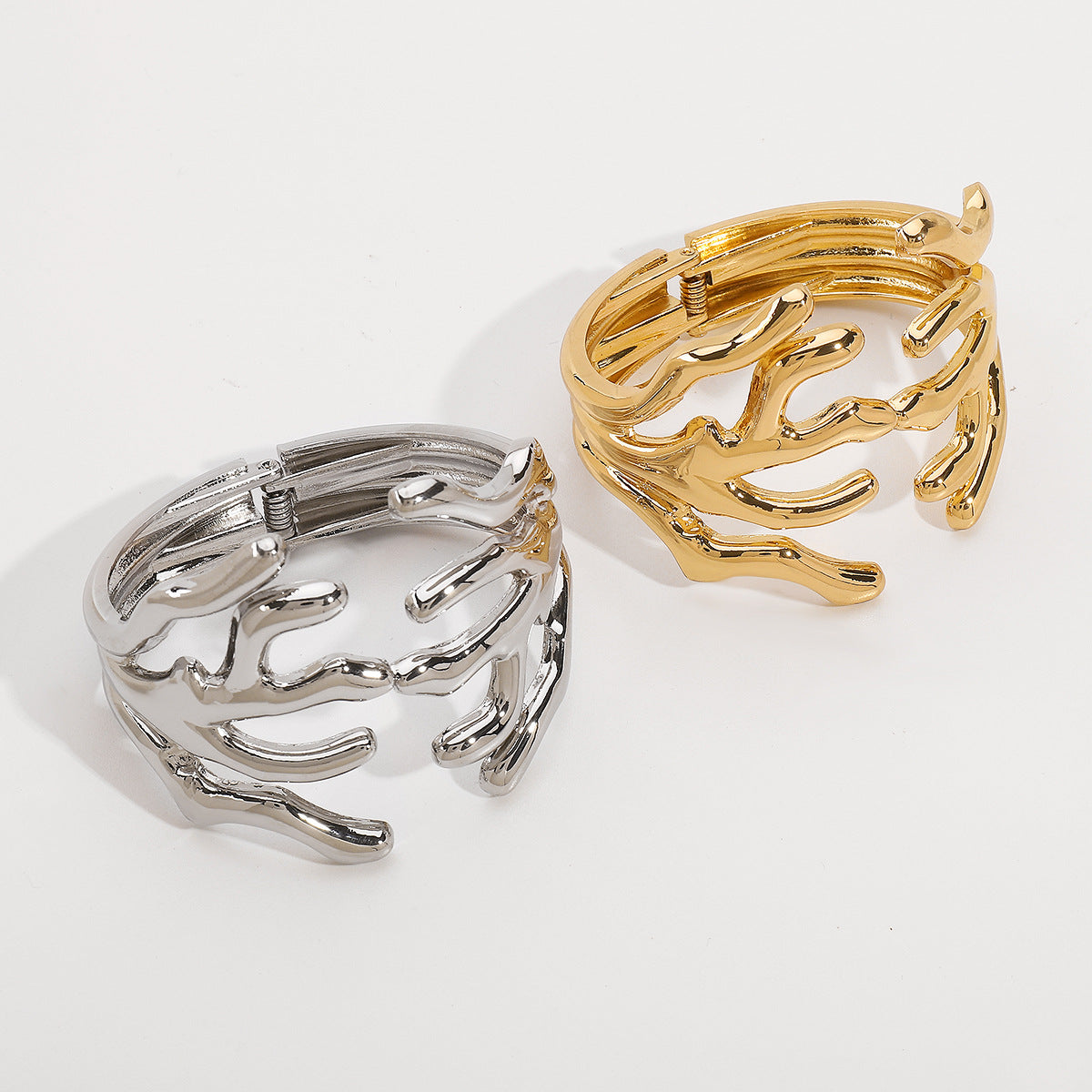 Coral Clasp Bold Cuff Bracelet – Spring Open Fashion Jewelry for Women