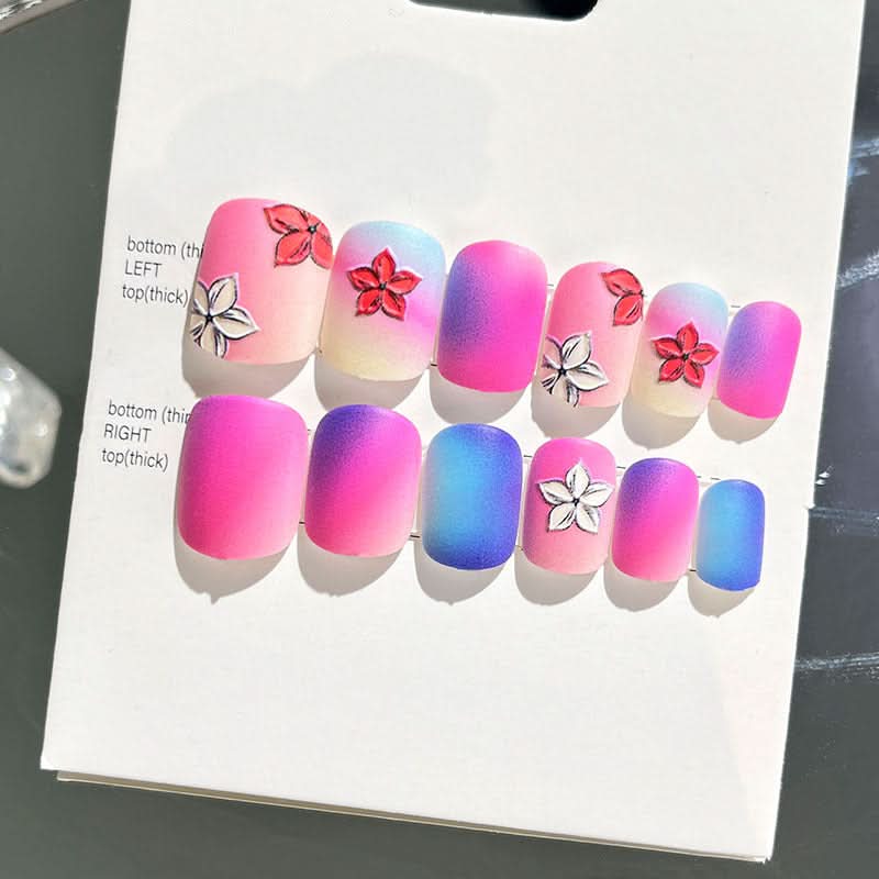 Wearable Embossed Short Bride Nail Art – Finished 3D False Nail Stickers