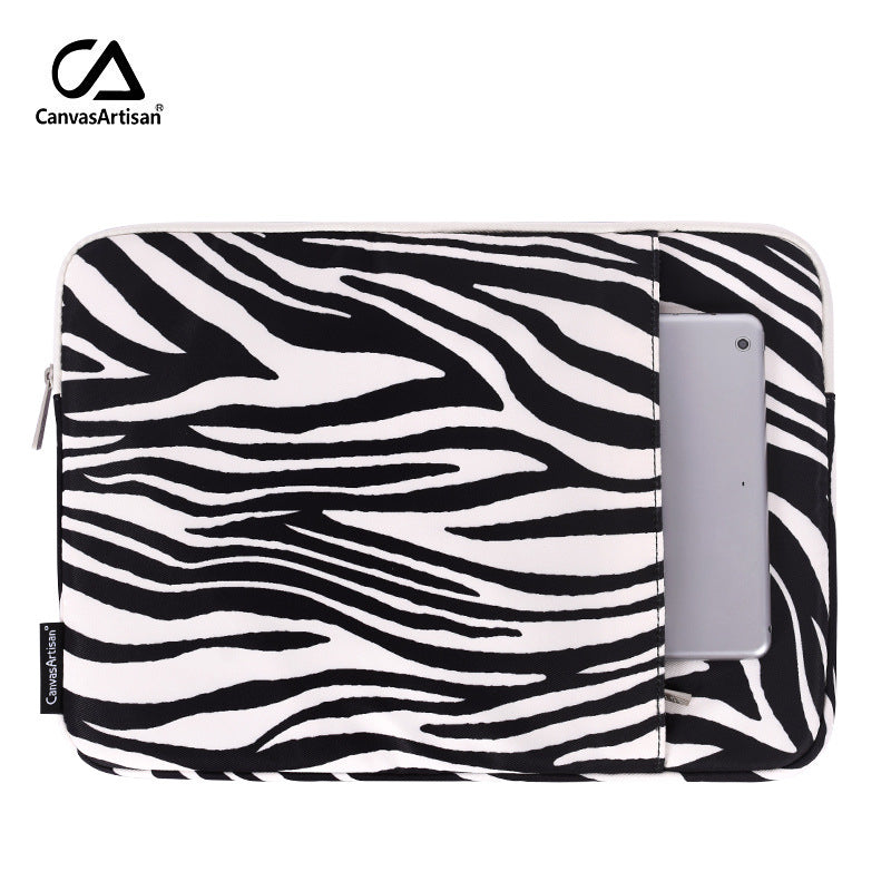 Zebra Print Laptop Sleeve Case – Waterproof, Shock-Resistant Cover with Accessory Pocket (11'-15" inches)