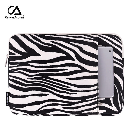 Zebra Print Laptop Sleeve Case – Waterproof, Shock-Resistant Cover with Accessory Pocket (11'-15" inches)