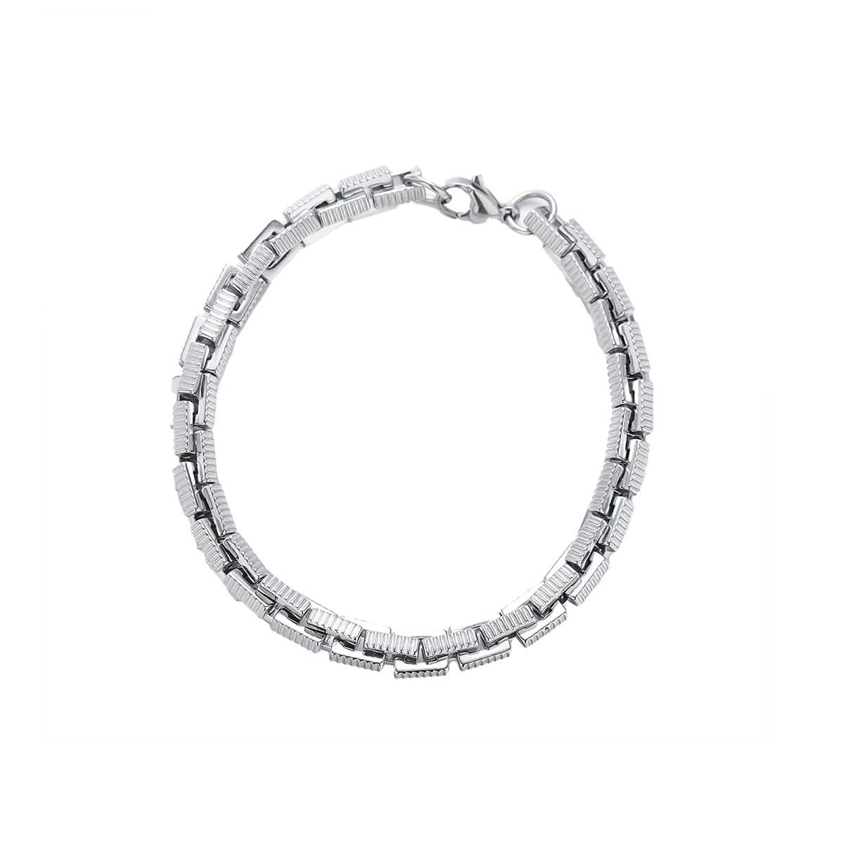 Men’s Trendy Titanium Steel Sawtooth Bracelet – Plated Zigzag Chain
