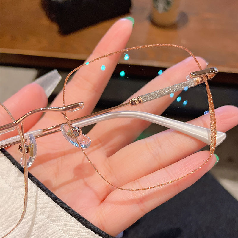 Frameless Anti-Blue Light Myopia Glasses – Fashion Commuting Square Eyewear for Adults