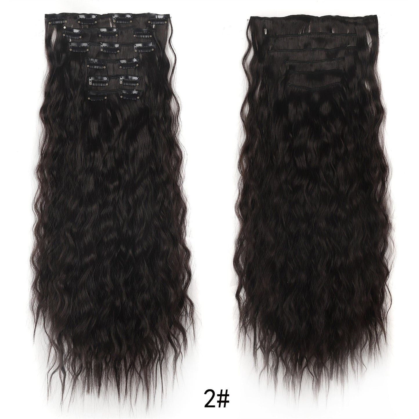 6-Piece Clip-In Long Curly Hair Extensions – Synthetic Fiber Wig Set for Women (About 60cm)
