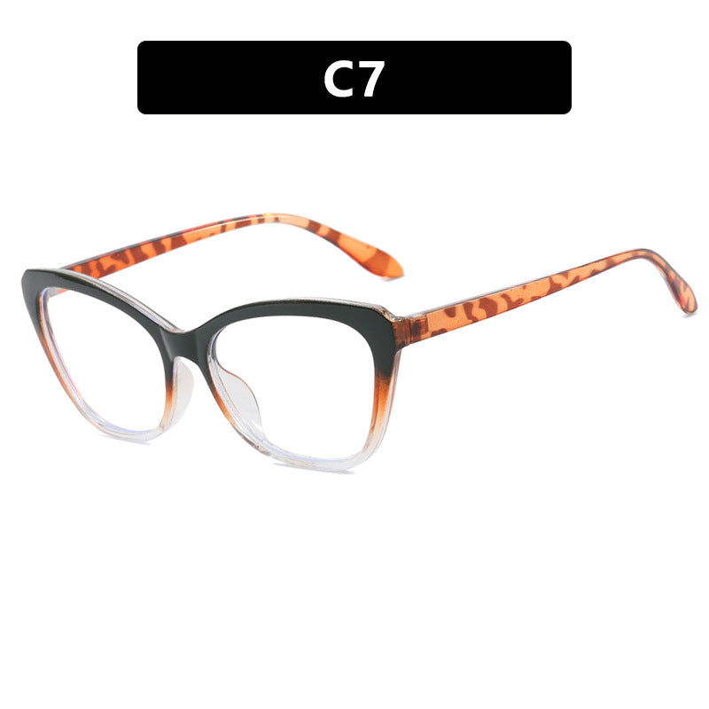 Cat-Eye Anti-Blue Light Glasses for Women – Contrast Color Butterfly Frame, Flat Lens