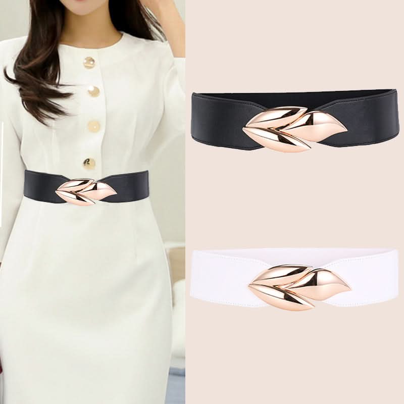Women’s Trendy Leaf Buckle Elastic Waist Belt – Stretch Canvas