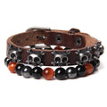 Unisex Tiger Eye & Agate Bead Bracelet – Punk Rock Rivet Design