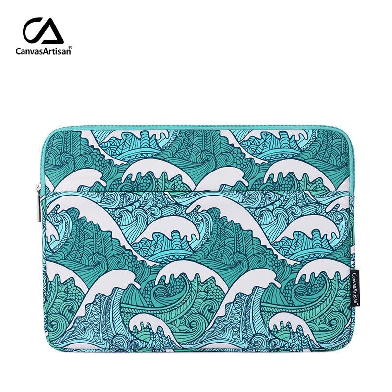 Ocean Swell Printed Laptop Sleeve – Dual Compartment Case for 11–15 Inch MacBook & More