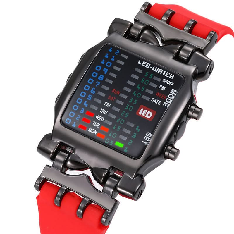 Binary LED Digital Watch – Trendy Rectangular Design for Students