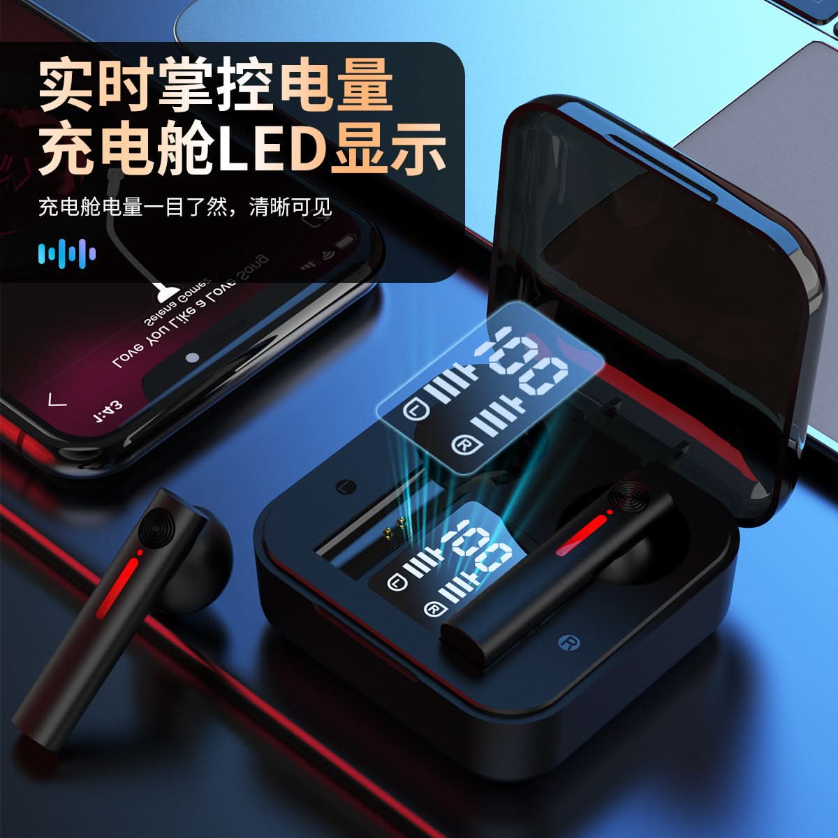 Bluetooth 5.0 Stereo Headset with LED Display