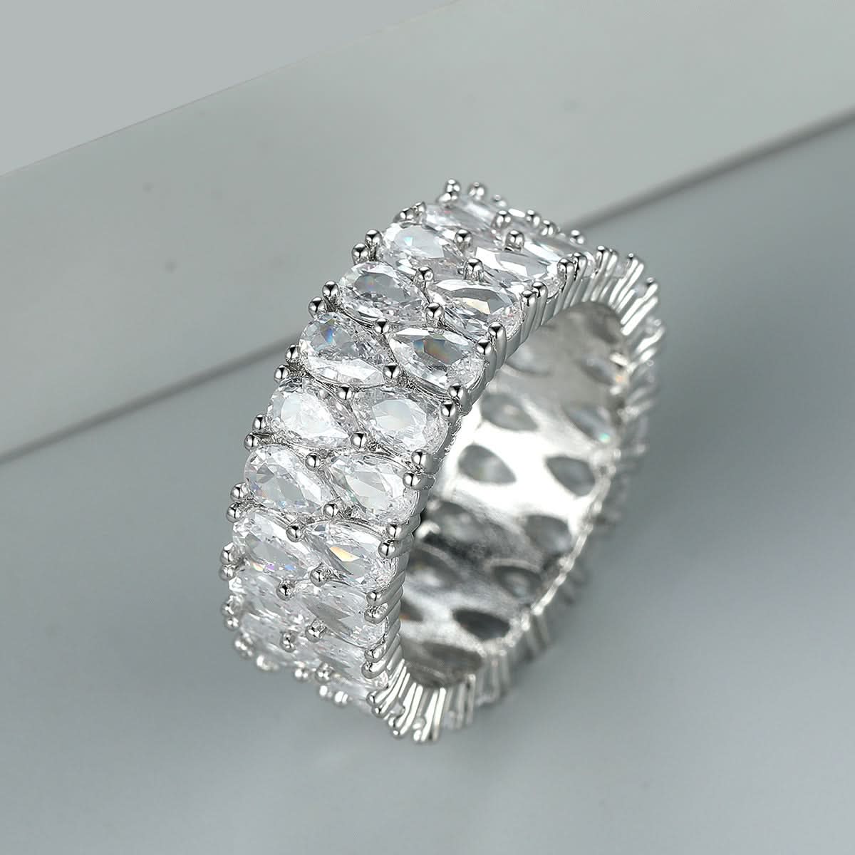 Double Row Round Drop Fashion Ring