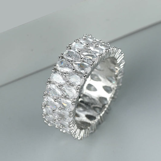 Double Row Round Drop Fashion Ring