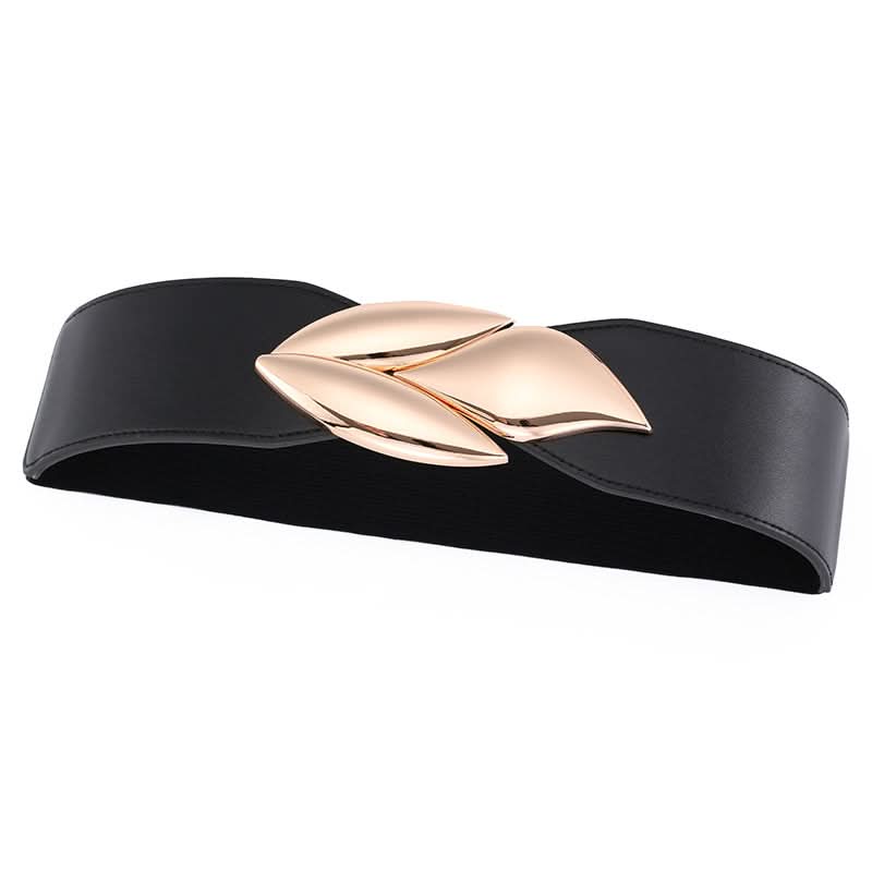 Women’s Trendy Leaf Buckle Elastic Waist Belt – Stretch Canvas