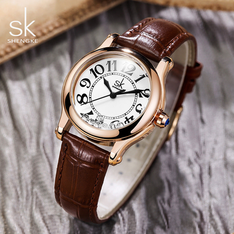 SK Women’s Quartz Watch – Round Dial, Waterproof Basic Fashion Watch