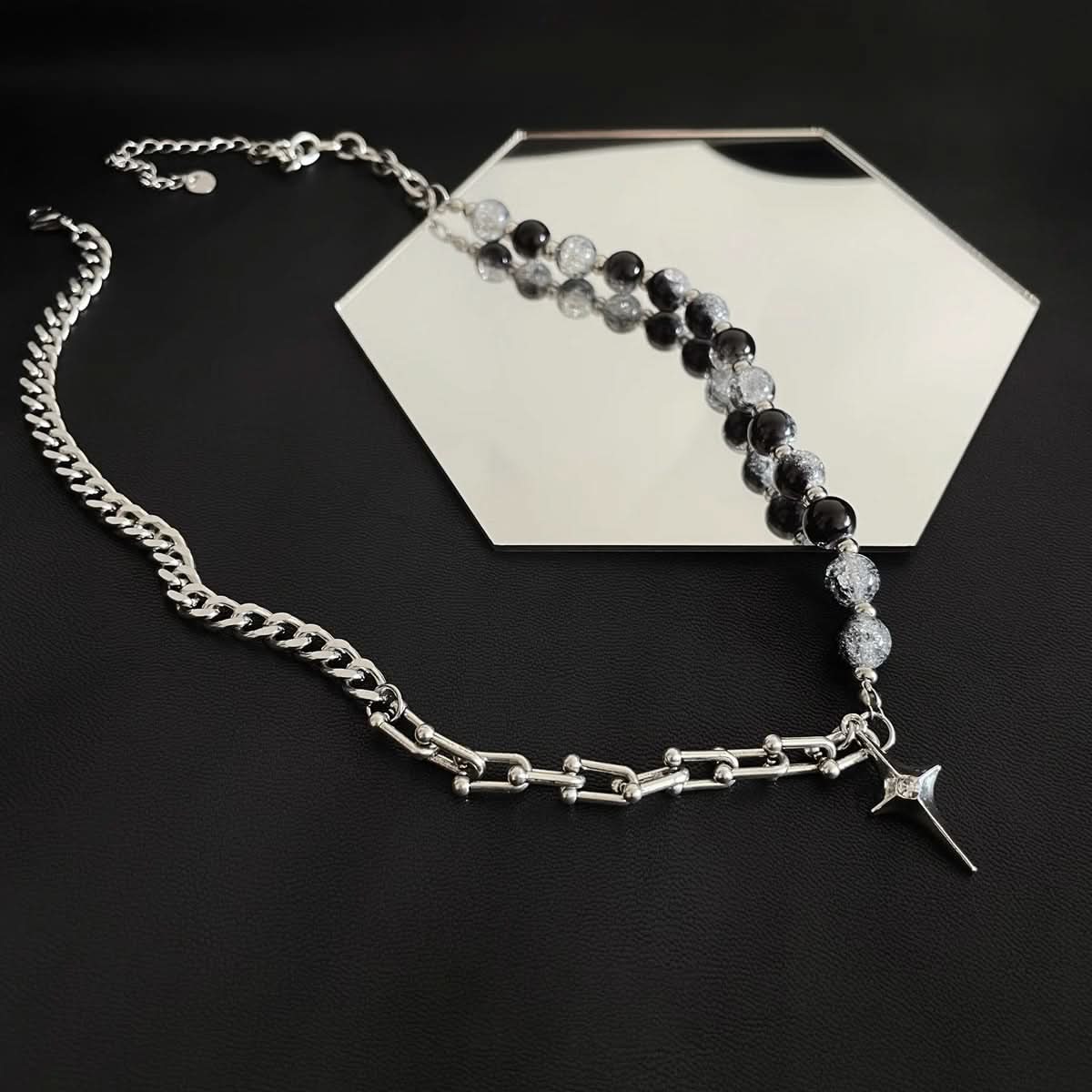 Men's Hip-Hop Star Pendant Necklace – Pearl Choker Chain