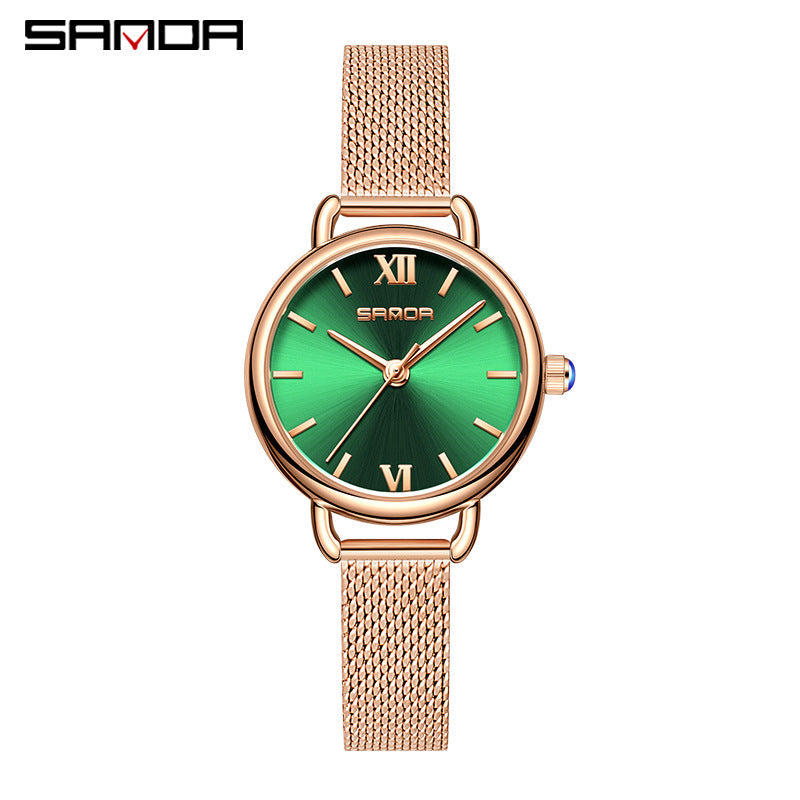 Sanda Women’s Quartz Watch – Mesh Strap Small Dial, Waterproof Casual Watch