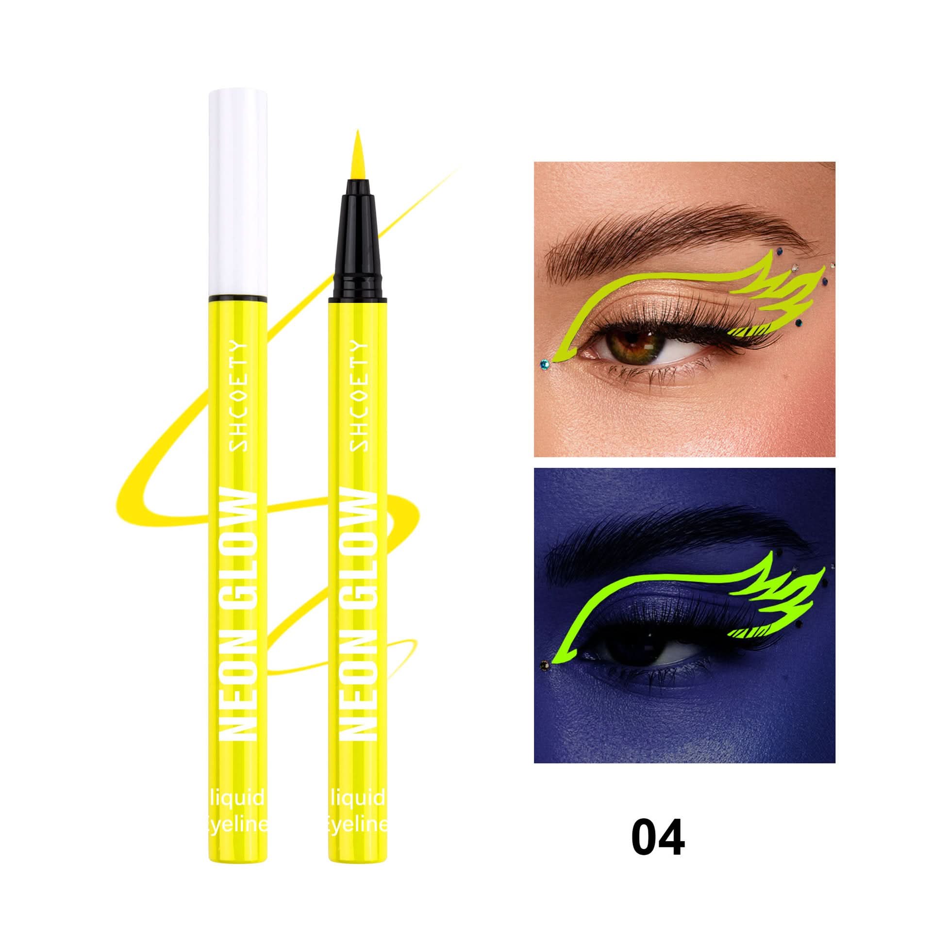 SHCOETY 8-Color Fluorescent Liquid Eyeliner – Glow-in-the-Dark, Waterproof