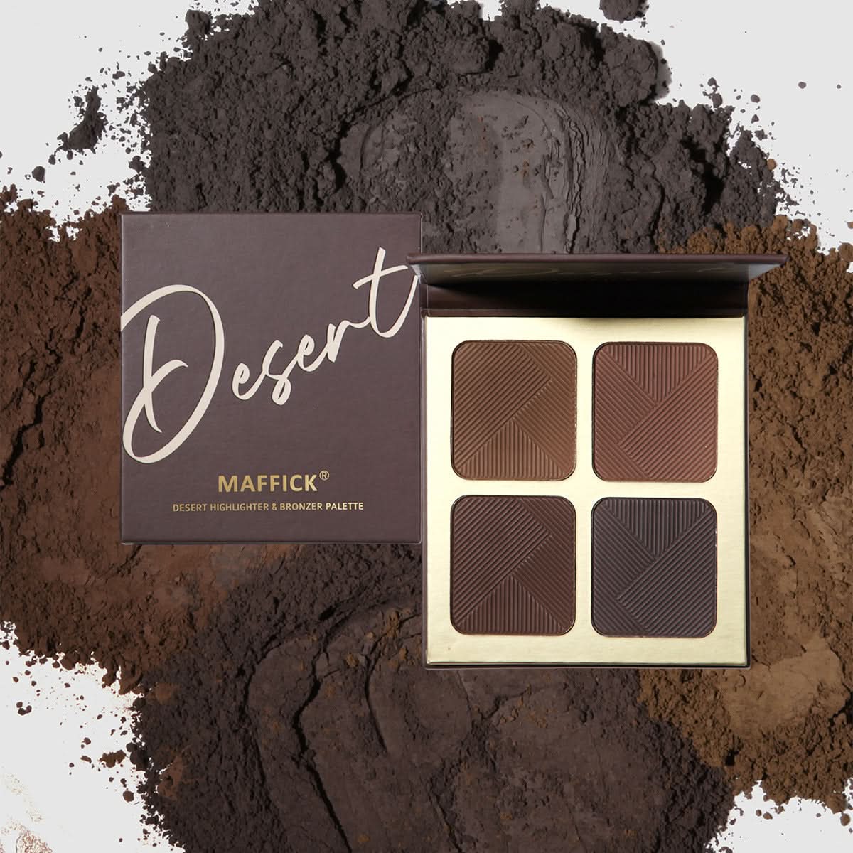 Maffick Desert Highlighter Palette – 4-Color Contouring & Brightening Tray for Skin Tone