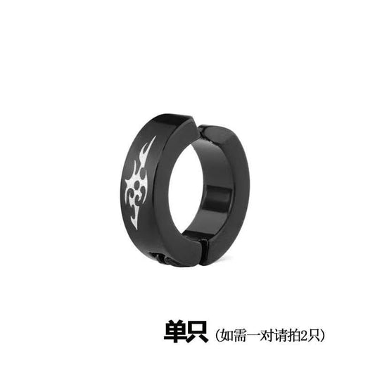 Men’s Vintage Black Hoop Ear Clips – Non-Piercing