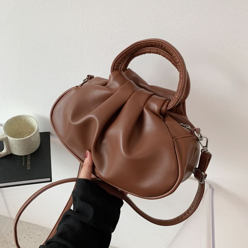 Retro Pleated Cloud Shoulder Bag for Women – Leather Handbag