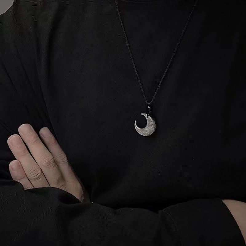 Men’s Crescent Moon Necklace – Handwoven Lanyard