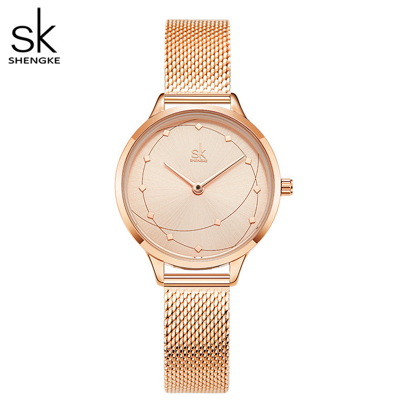SK Fashion Women's Square Quartz Watch – Waterproof Stainless Steel Strap