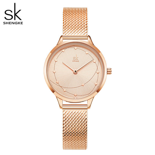 SK Fashion Women's Square Quartz Watch – Waterproof Stainless Steel Strap