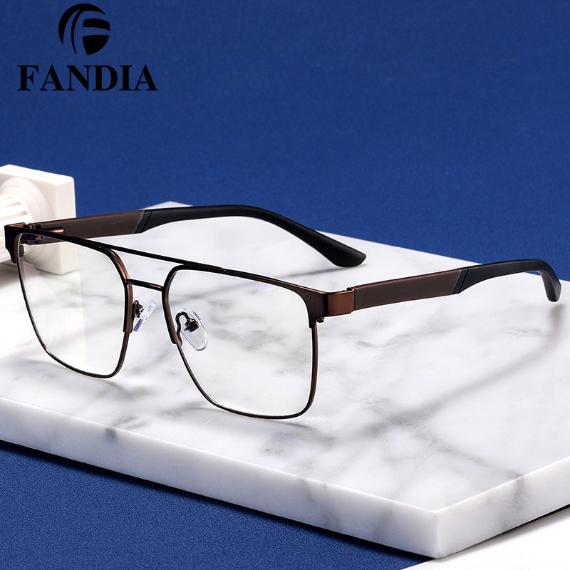 Men’s Metal Frame Anti-Blue Light Myopia Glasses – UV400 Flat Mirror Eyewear