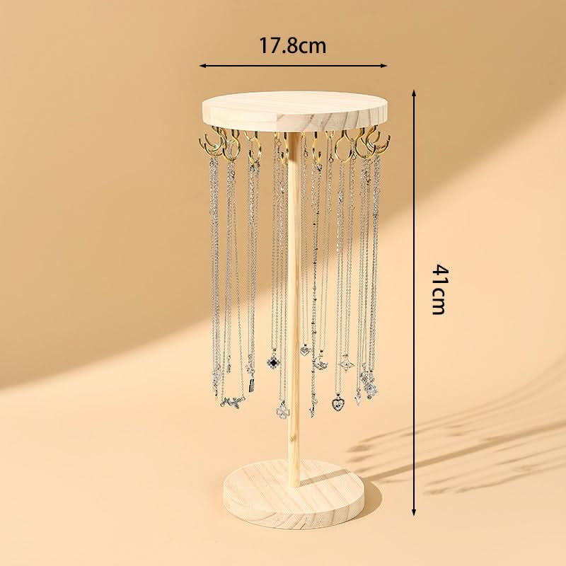 Round Wooden Jewelry Display Rack – Bracelet & Necklace Organizer