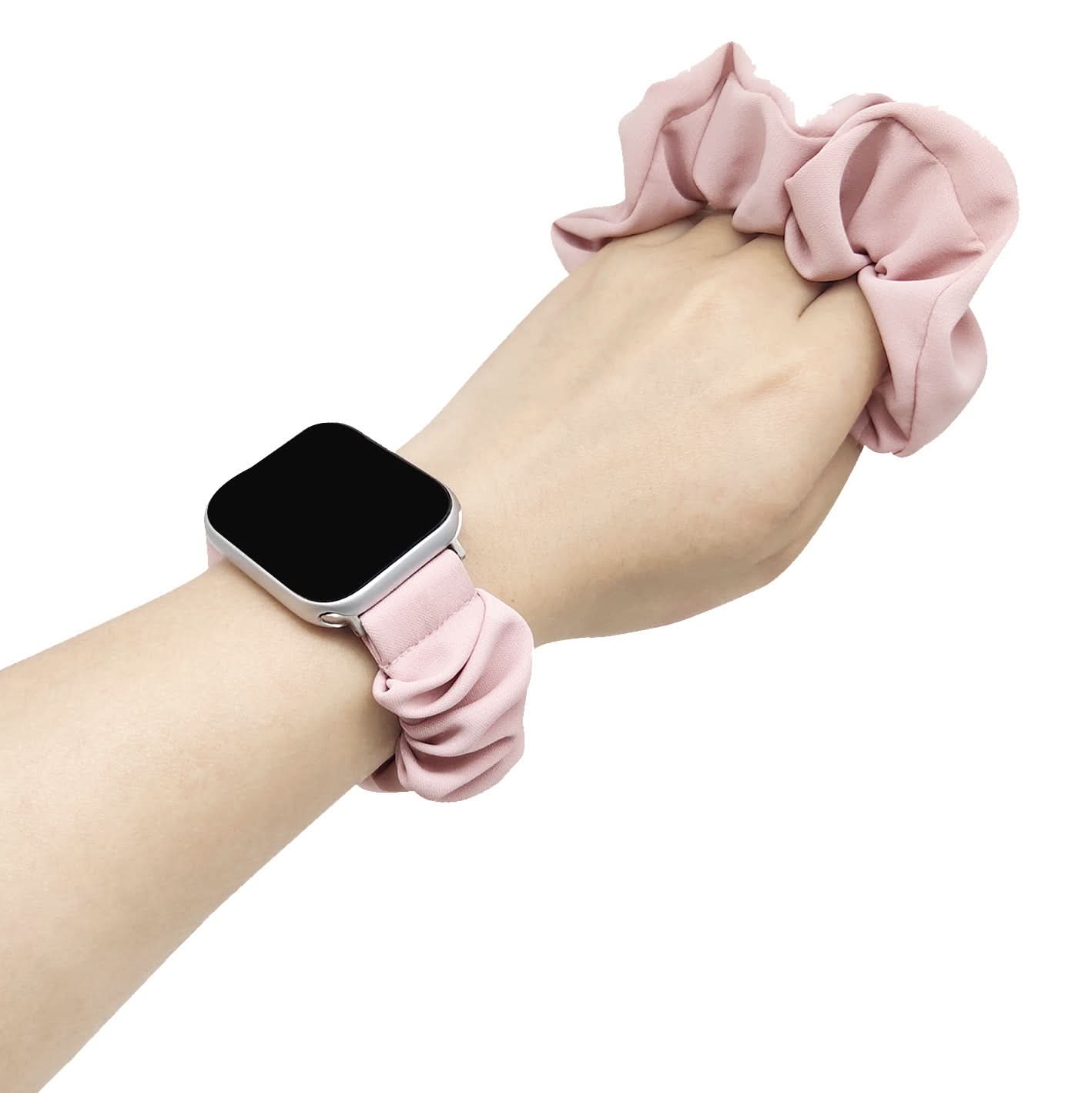 Scrunchie Apple Watch Band – Soft Silk Fabric Elastic Strap for 38mm-45mm (Only Strap)