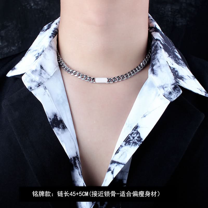 Men’s Titanium Steel Cuban Chain – Hip-Hop Clavicle Necklace