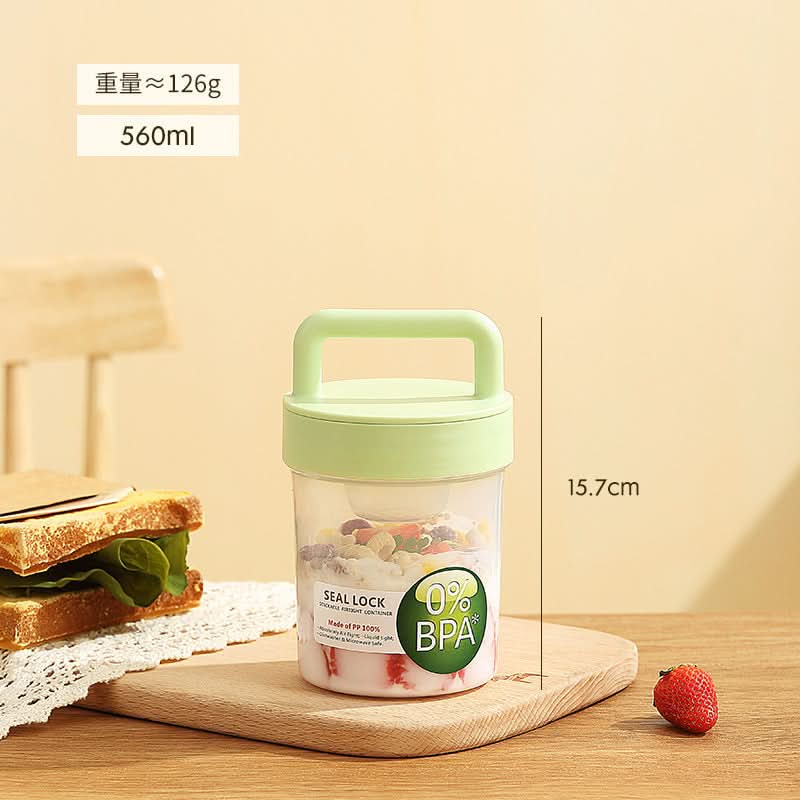 560ml Portable Single Layer Yogurt & Oatmeal Cup – Leakproof