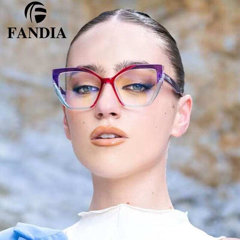 Box Frame Anti-Blue Light Glasses – Geometric Full Frame Flat Mirror Eyewear